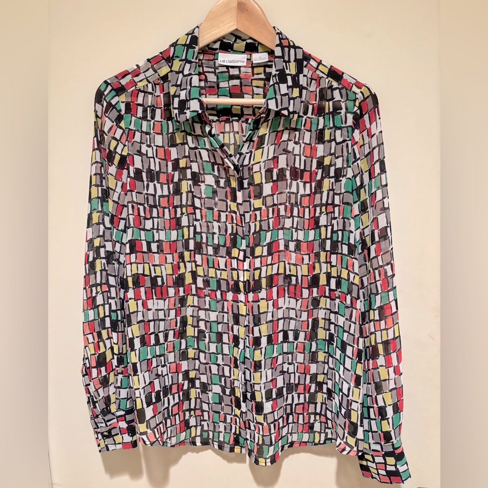 Liz Claiborne semi sheer blouse size S